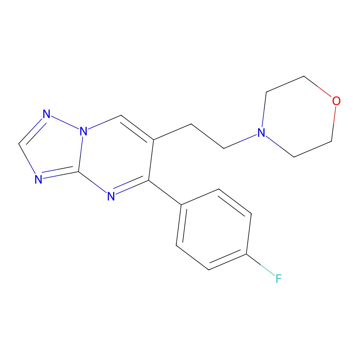 4-{2-[5-(4-Fluorophenyl)-[1,2,4]triazolo[1,5-a]pyrimidin-6-yl]ethyl}morpholine molecular structure, CAS 861207-06-9