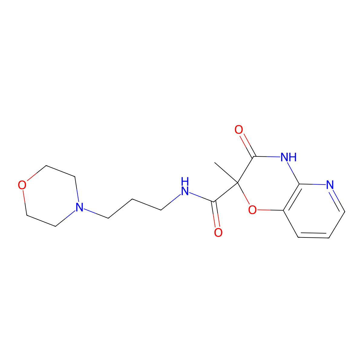 2-methyl-N-(3-morpholinopropyl)-3-oxo-3,4-dihydro-2H-pyrido[3,2-b][1,4]oxazine-2-carboxamide molecular structure, CAS 861207-07-0
