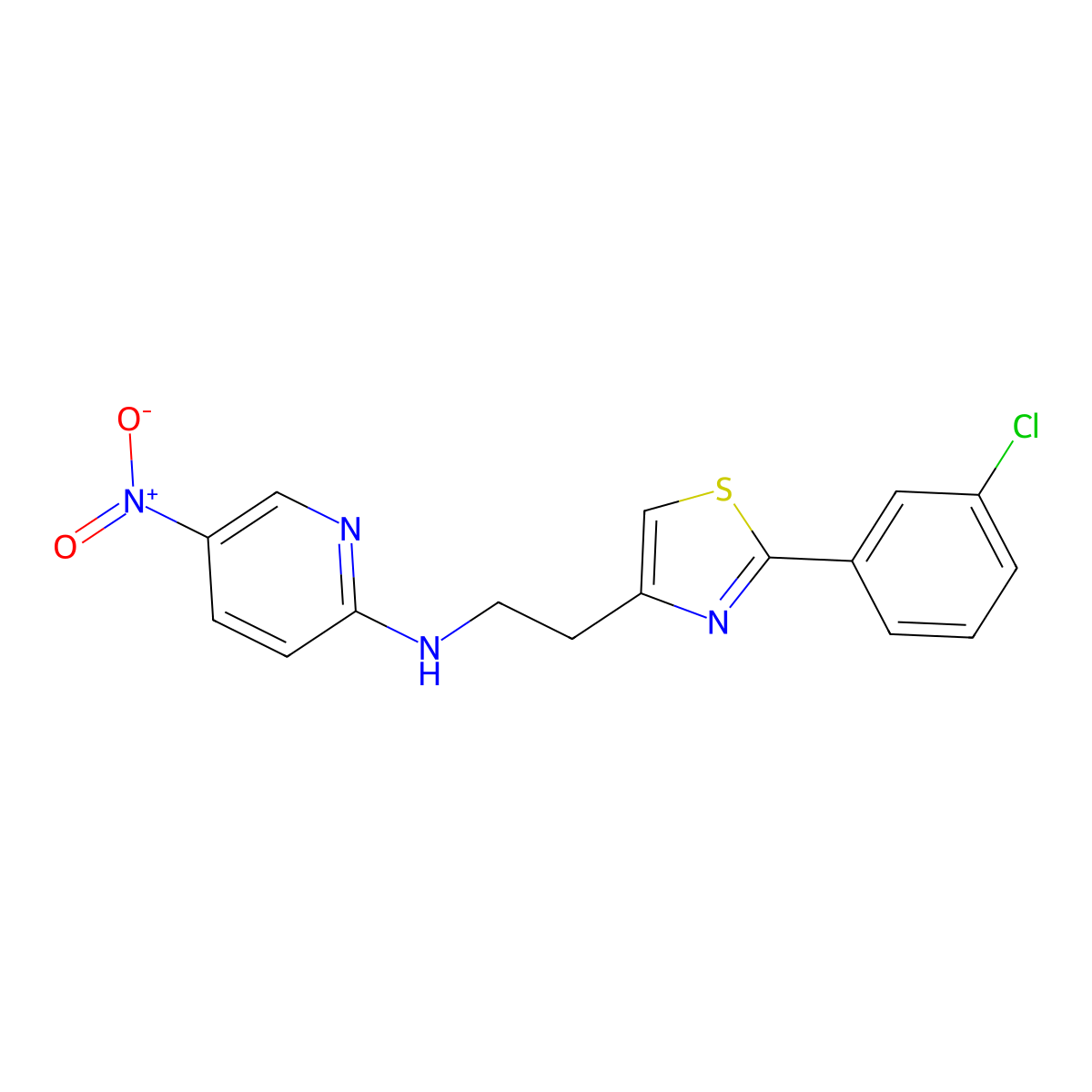 N-{2-[2-(3-chlorophenyl)-1,3-thiazol-4-yl]ethyl}-5-nitro-2-pyridinamine molecular structure, CAS 861207-09-2