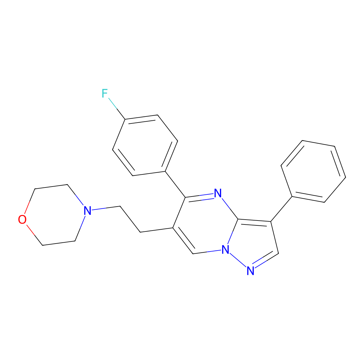 5-(4-Fluorophenyl)-6-(2-morpholinoethyl)-3-phenylpyrazolo[1,5-a]pyrimidine molecular structure, CAS 861207-11-6