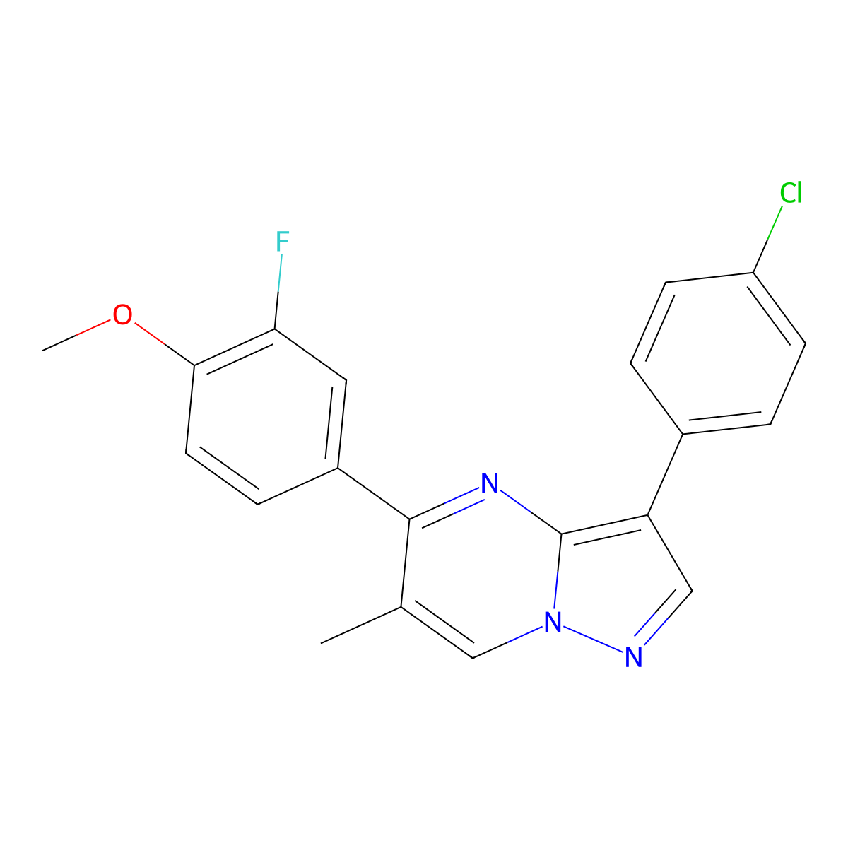 3-(4-Chlorophenyl)-5-(3-fluoro-4-methoxyphenyl)-6-methylpyrazolo[1,5-a]pyrimidine molecular structure, CAS 861207-17-2