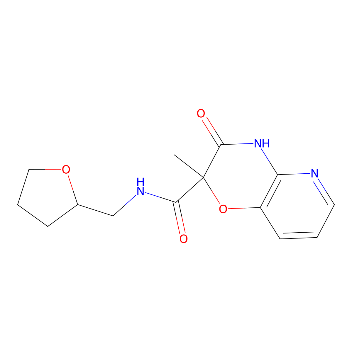 2-methyl-3-oxo-N-(tetrahydro-2-furanylmethyl)-3,4-dihydro-2H-pyrido[3,2-b][1,4]oxazine-2-carboxamide molecular structure, CAS 861207-18-3