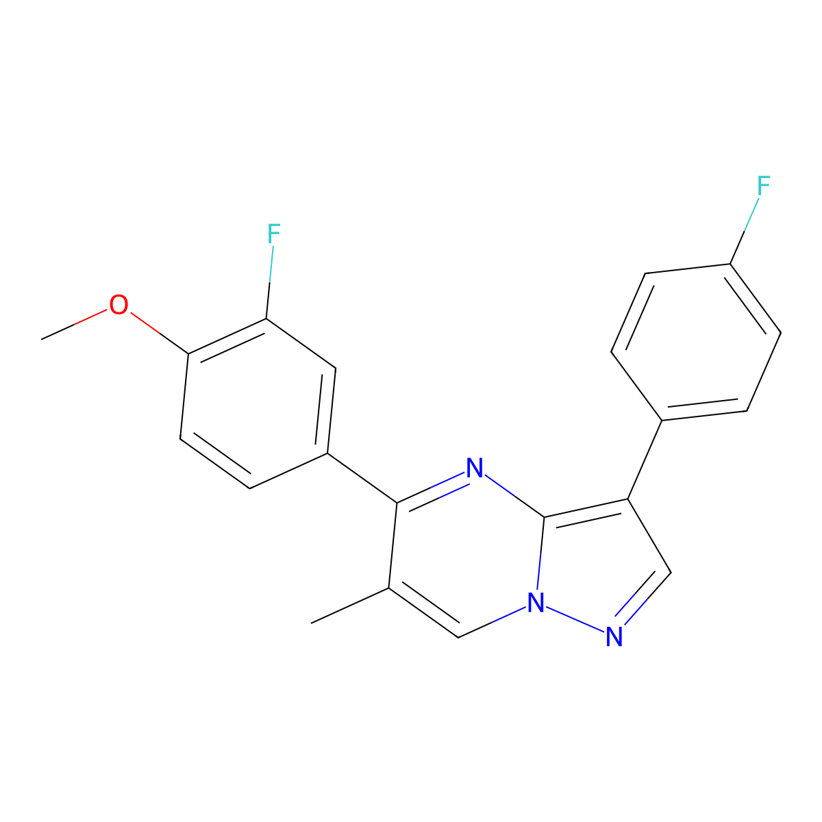 5-(3-Fluoro-4-methoxyphenyl)-3-(4-fluorophenyl)-6-methylpyrazolo[1,5-a]pyrimidine molecular structure, CAS 861207-19-4