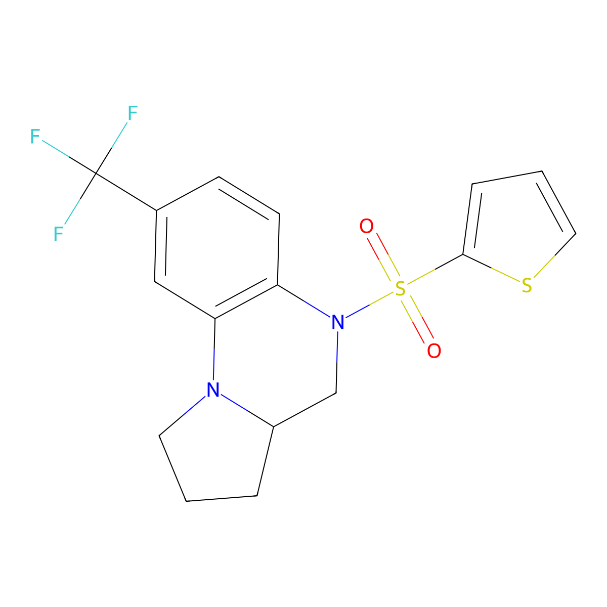 5-(2-Thienylsulfonyl)-8-(trifluoromethyl)-1,2,3,3a,4,5-hexahydropyrrolo[1,2-a]quinoxaline molecular structure, CAS 861207-20-7