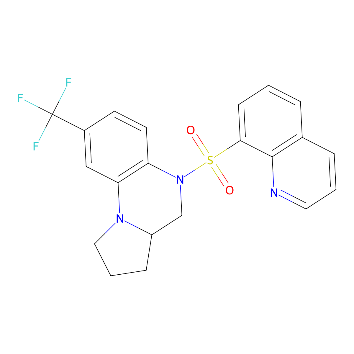 5-(8-Quinolinylsulfonyl)-8-(trifluoromethyl)-1,2,3,3a,4,5-hexahydropyrrolo[1,2-a]quinoxaline molecular structure, CAS 861207-21-8