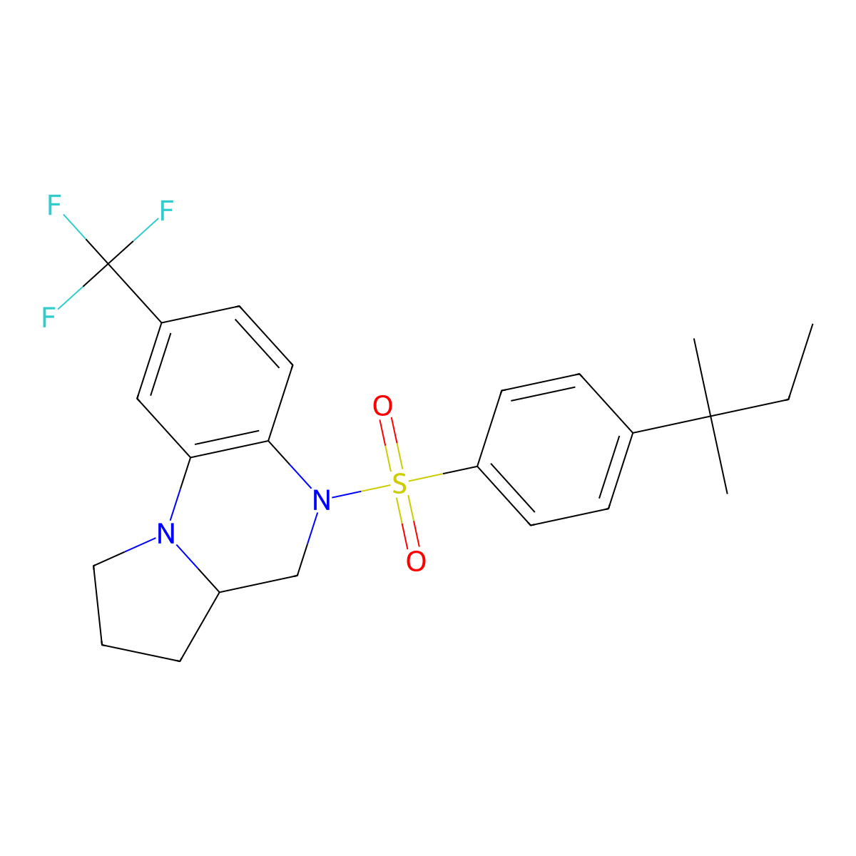 5-{[4-(Tert-pentyl)phenyl]sulfonyl}-8-(trifluoromethyl)-1,2,3,3a,4,5-hexahydropyrrolo[1,2-a]quinoxaline molecular structure, CAS 861207-31-0