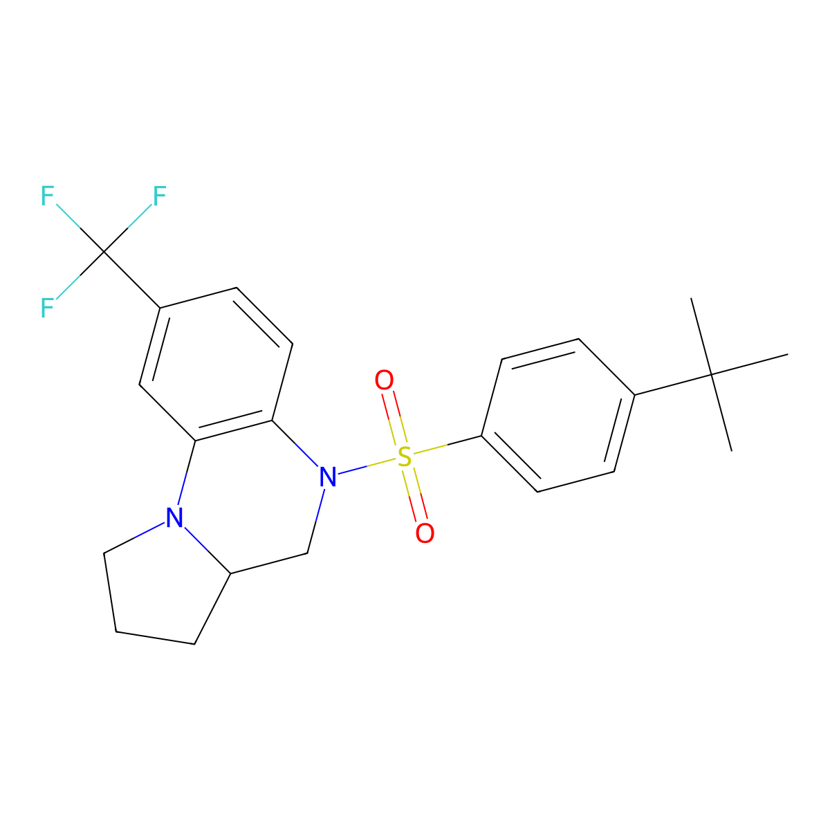 5-{[4-(Tert-butyl)phenyl]sulfonyl}-8-(trifluoromethyl)-1,2,3,3a,4,5-hexahydropyrrolo[1,2-a]quinoxaline molecular structure, CAS 861207-32-1