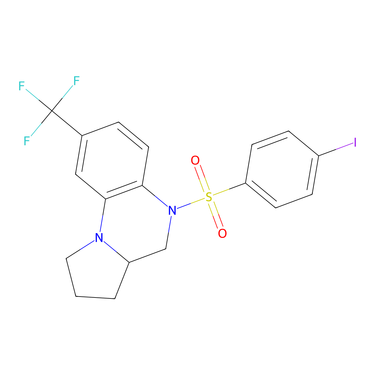 5-[(4-Iodophenyl)sulfonyl]-8-(trifluoromethyl)-1,2,3,3a,4,5-hexahydropyrrolo[1,2-a]quinoxaline molecular structure, CAS 861207-33-2