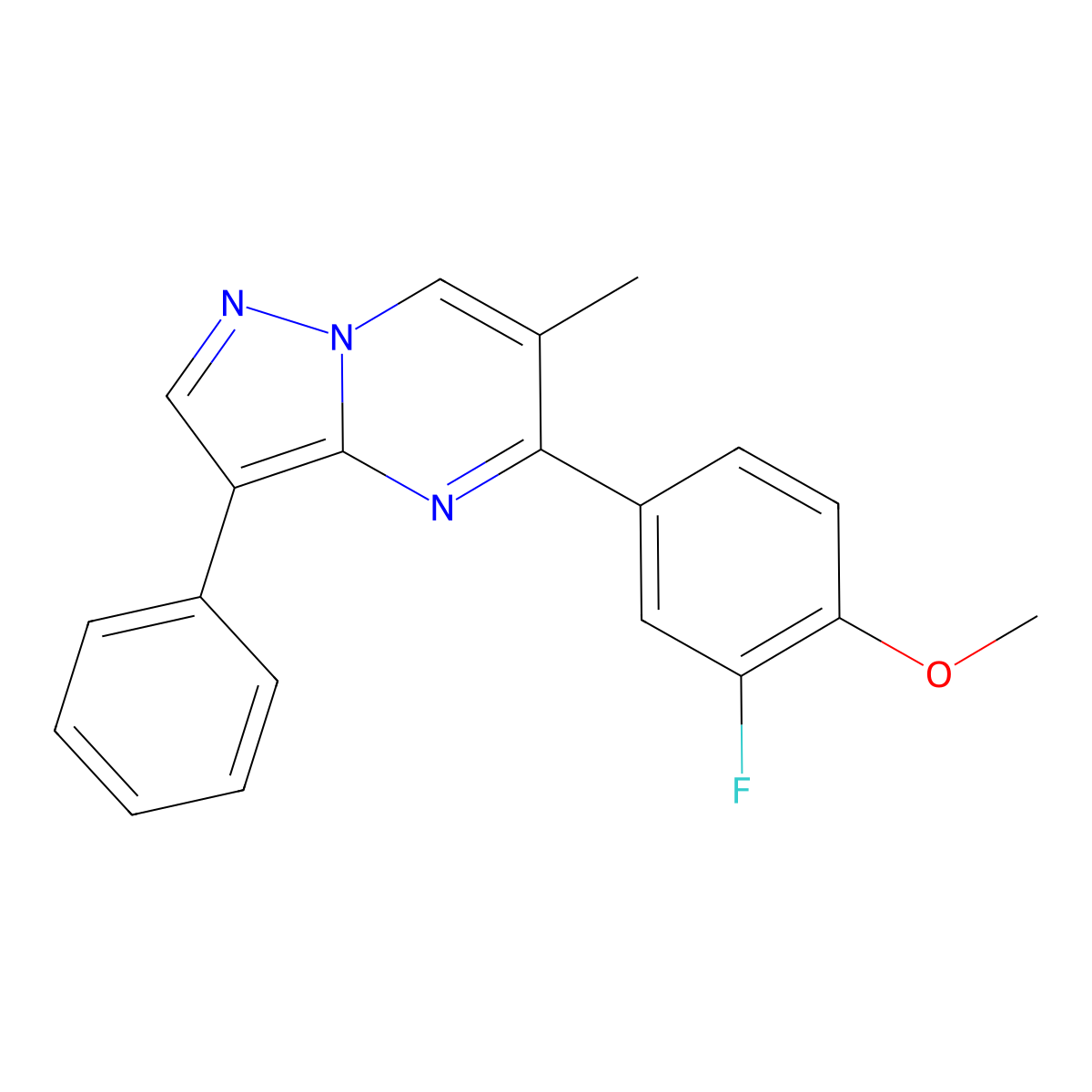 5-(3-Fluoro-4-methoxyphenyl)-6-methyl-3-phenylpyrazolo[1,5-a]pyrimidine molecular structure, CAS 861207-37-6