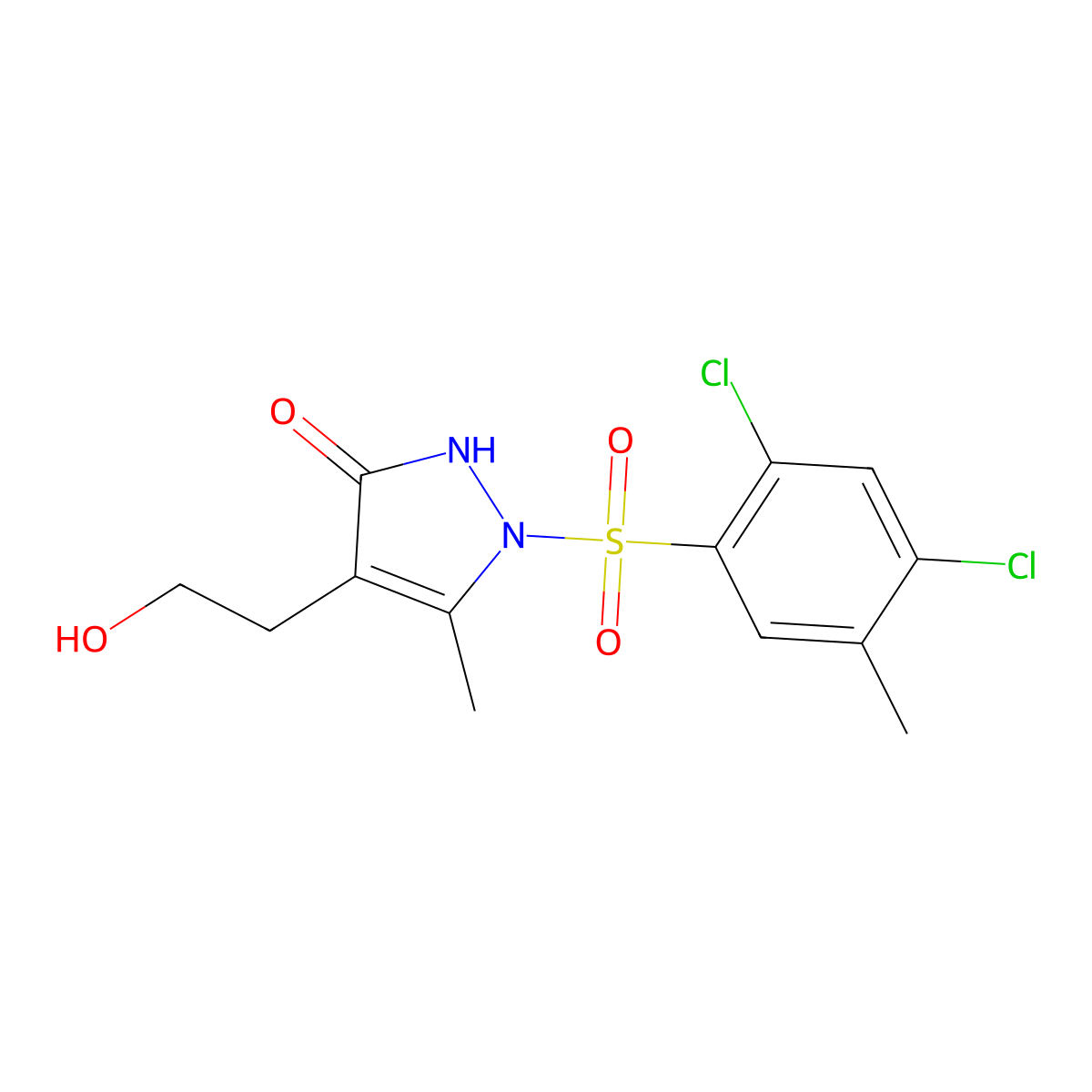 1-[(2,4-dichloro-5-methylphenyl)sulfonyl]-4-(2-hydroxyethyl)-5-methyl-1,2-dihydro-3H-pyrazol-3-one molecular structure, CAS 861207-41-2