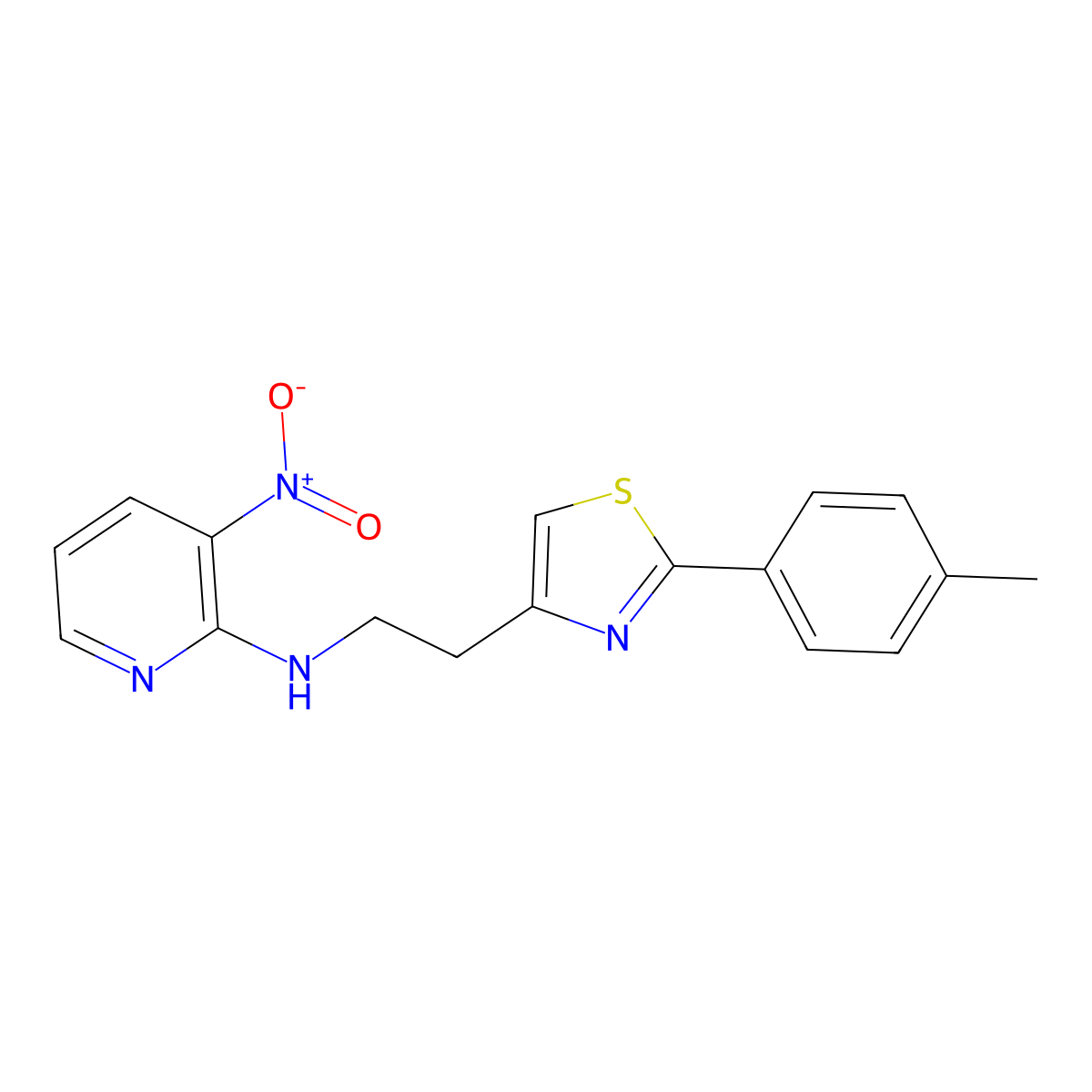 N-{2-[2-(4-methylphenyl)-1,3-thiazol-4-yl]ethyl}-3-nitropyridin-2-amine molecular structure, CAS 861207-42-3