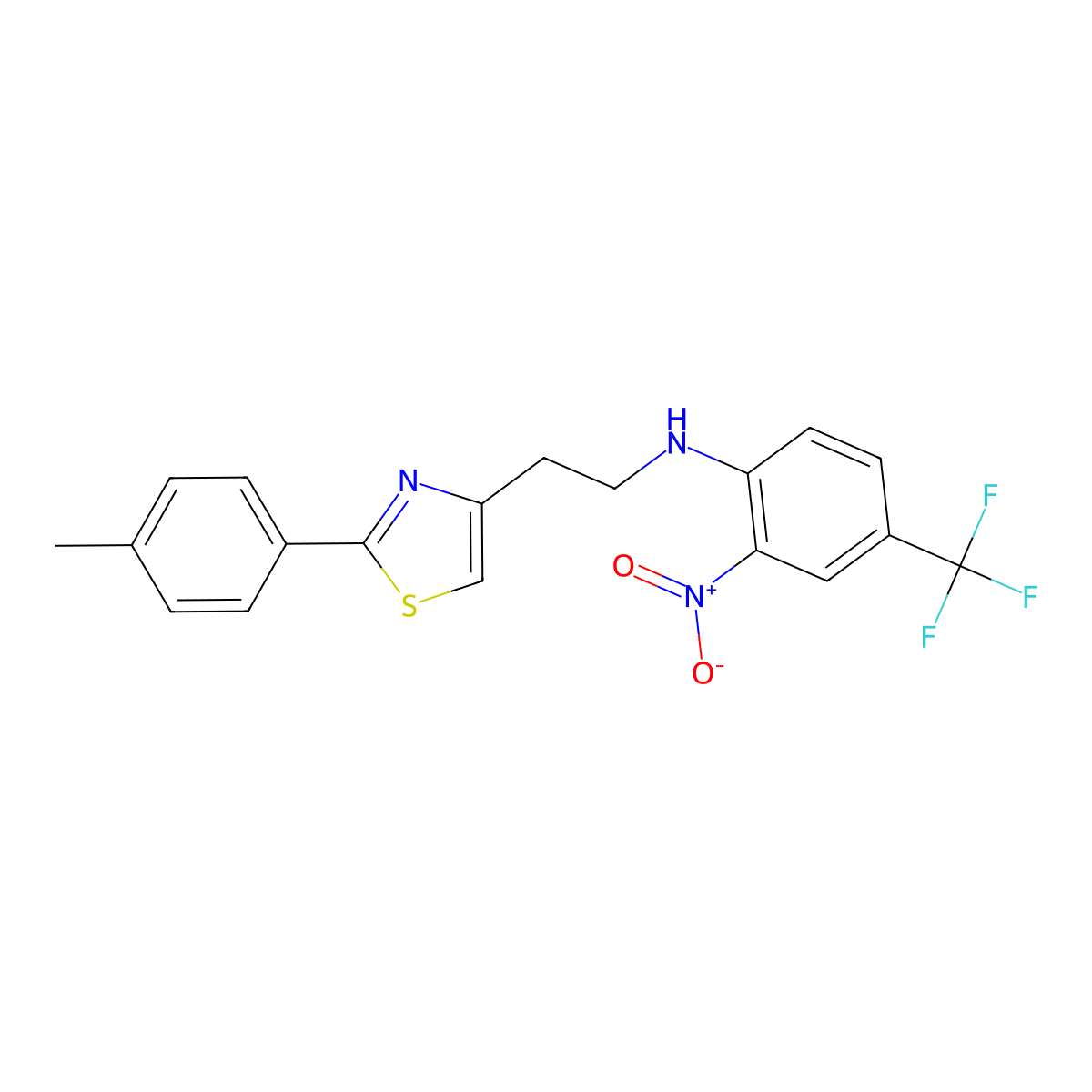 N-{2-[2-(4-methylphenyl)-1,3-thiazol-4-yl]ethyl}-2-nitro-4-(trifluoromethyl)aniline molecular structure, CAS 861207-43-4