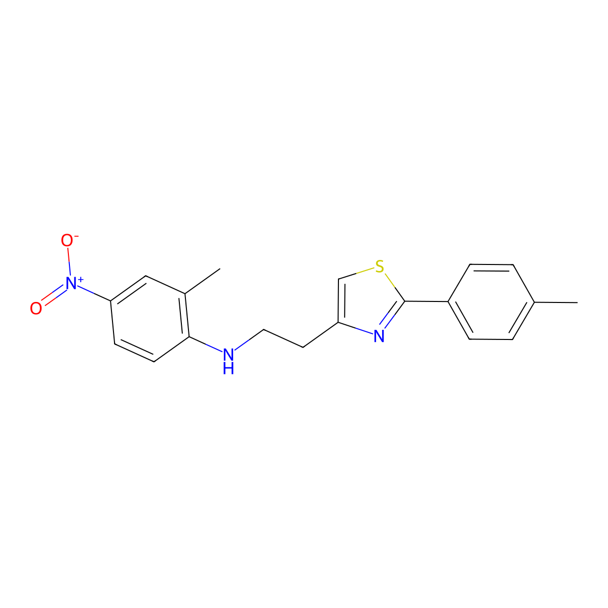 2-methyl-N-{2-[2-(4-methylphenyl)-1,3-thiazol-4-yl]ethyl}-4-nitroaniline molecular structure, CAS 861207-44-5