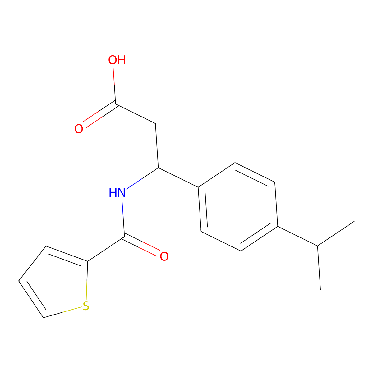 3-(4-Isopropylphenyl)-3-[(2-thienylcarbonyl)amino]propanoic acid molecular structure, CAS 861207-47-8