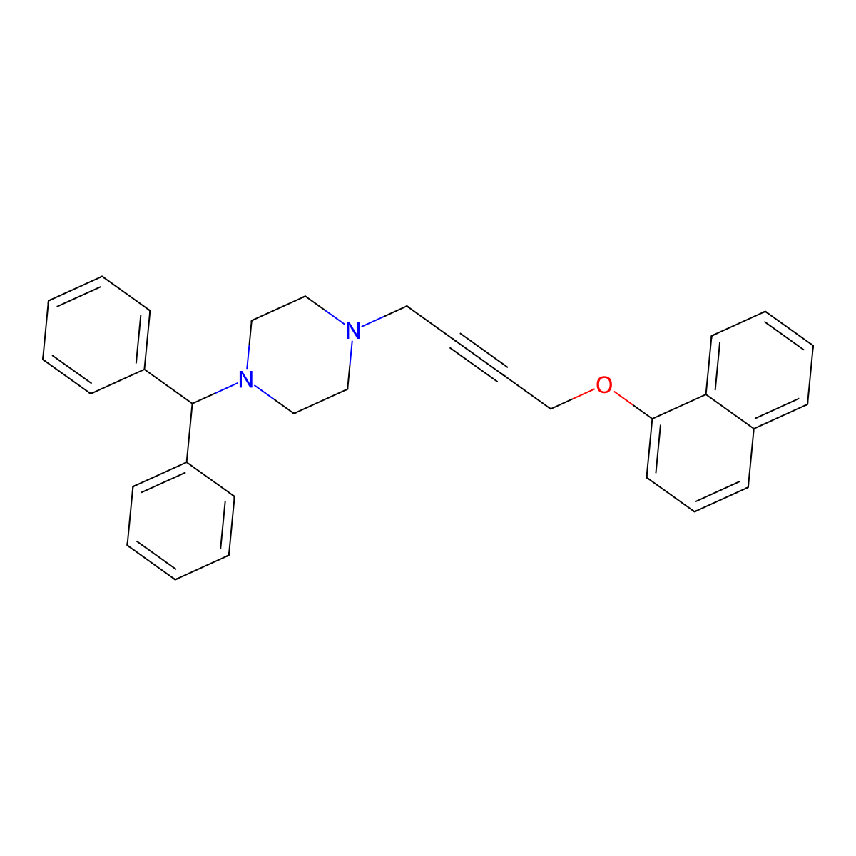 1-Benzhydryl-4-[4-(1-naphthyloxy)-2-butynyl]piperazine molecular structure, CAS 861207-48-9