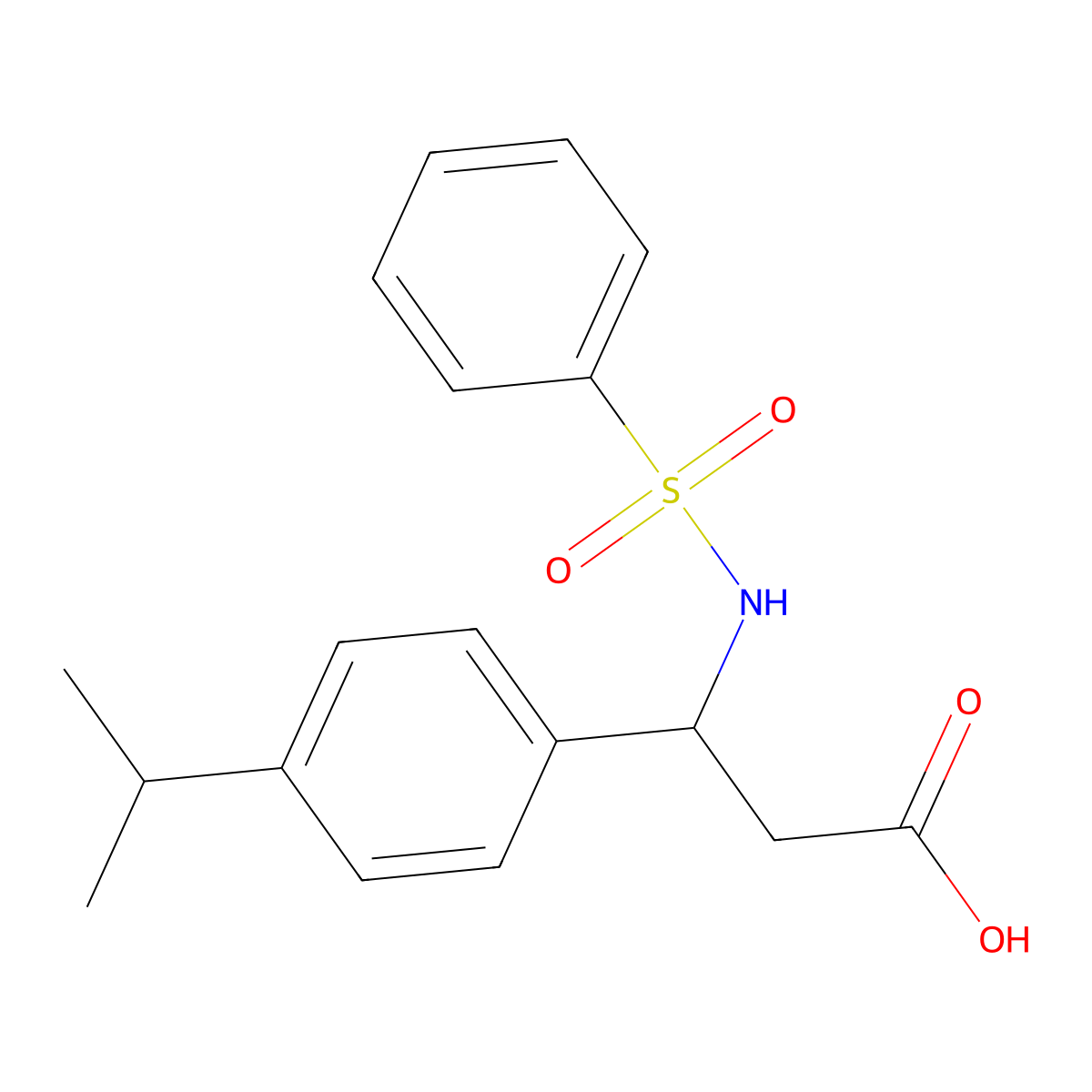 3-(4-Isopropylphenyl)-3-[(phenylsulfonyl)amino]propanoic acid molecular structure, CAS 861207-56-9