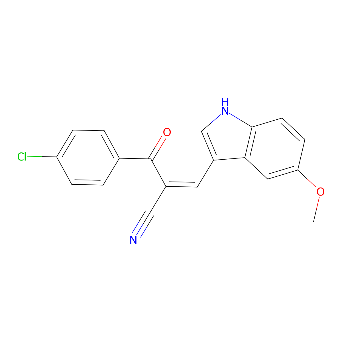 2-(4-chlorobenzoyl)-3-(5-methoxy-1H-indol-3-yl)acrylonitrile molecular structure, CAS 861207-67-2