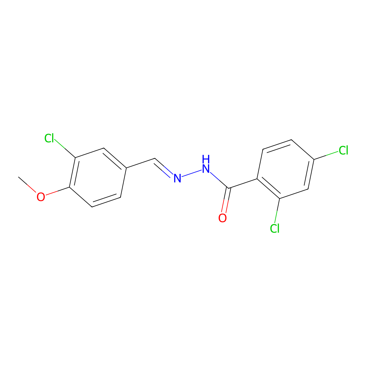 2,4-dichloro-N'-[(1E)-(3-chloro-4-methoxyphenyl)methylidene]benzohydrazide molecular structure, CAS 861207-71-8