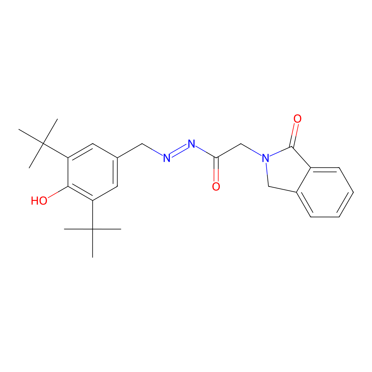 2-(2-{2-[3,5-Di(tert-butyl)-4-hydroxybenzyl]diazenyl}-2-oxoethyl)-1-isoindolinone molecular structure, CAS 861207-73-0