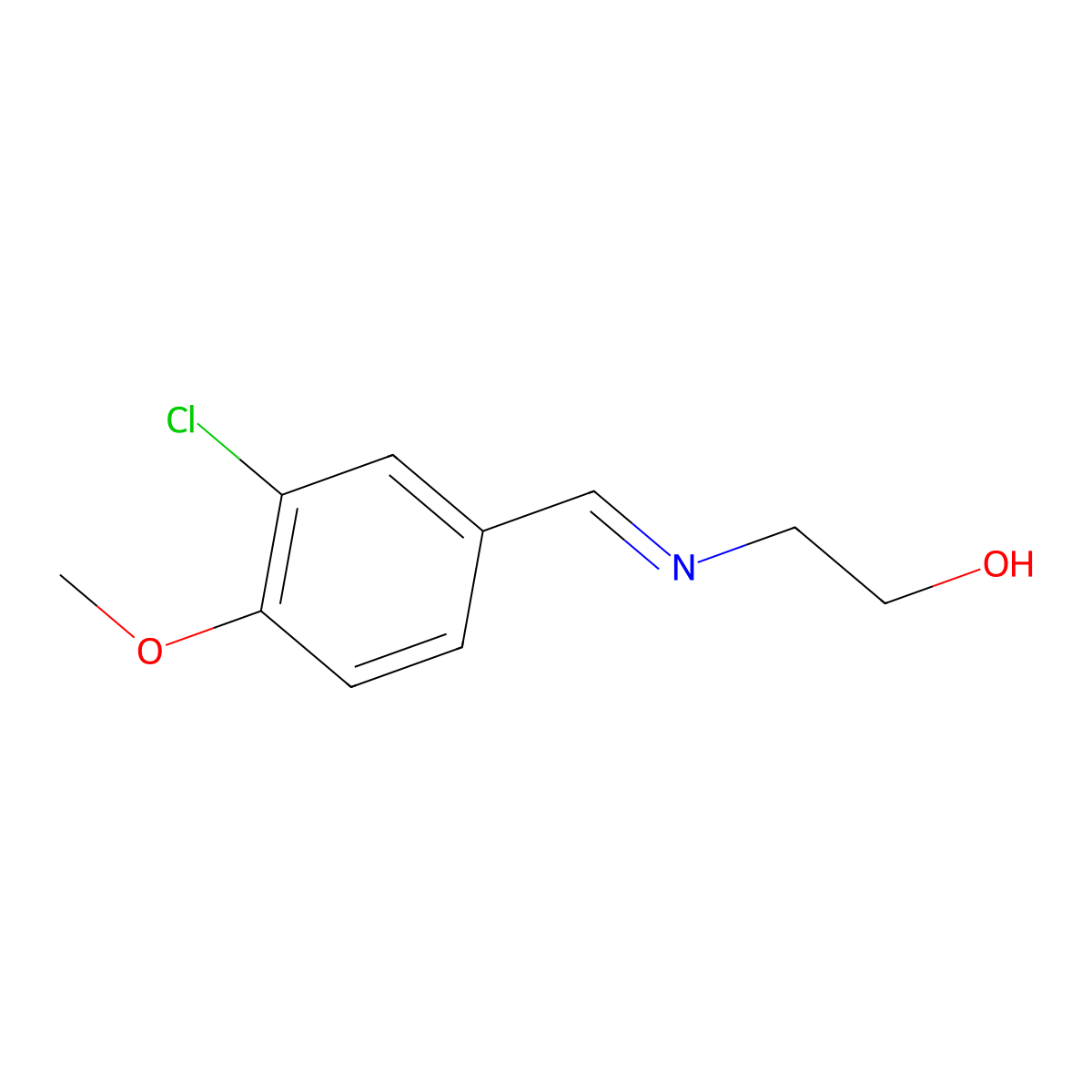 2-{[(3-Chloro-4-methoxyphenyl)methylene]amino}-1-ethanol molecular structure, CAS 861207-77-4