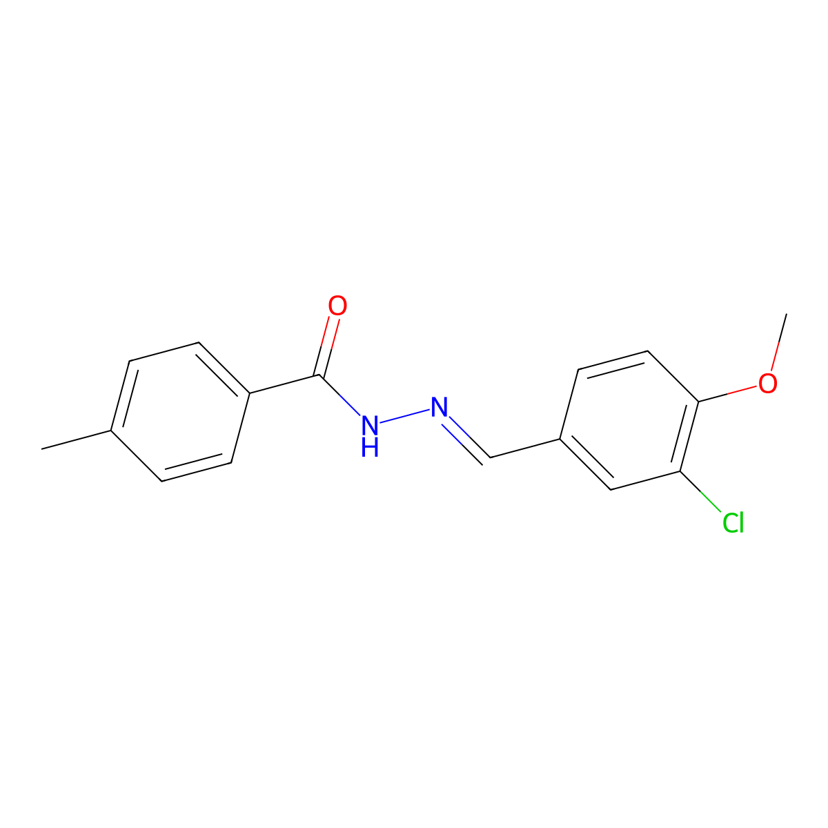 N'-[(1E)-(3-chloro-4-methoxyphenyl)methylidene]-4-methylbenzohydrazide molecular structure, CAS 861207-78-5