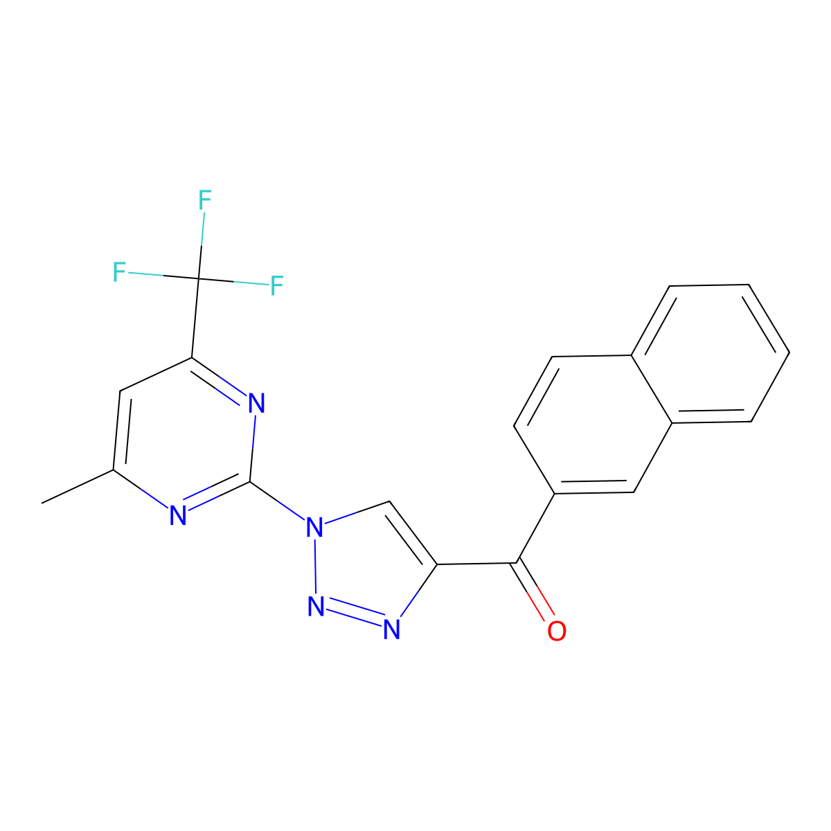 {1-[4-methyl-6-(trifluoromethyl)-2-pyrimidinyl]-1H-1,2,3-triazol-4-yl}(2-naphthyl)methanone molecular structure, CAS 861207-86-5