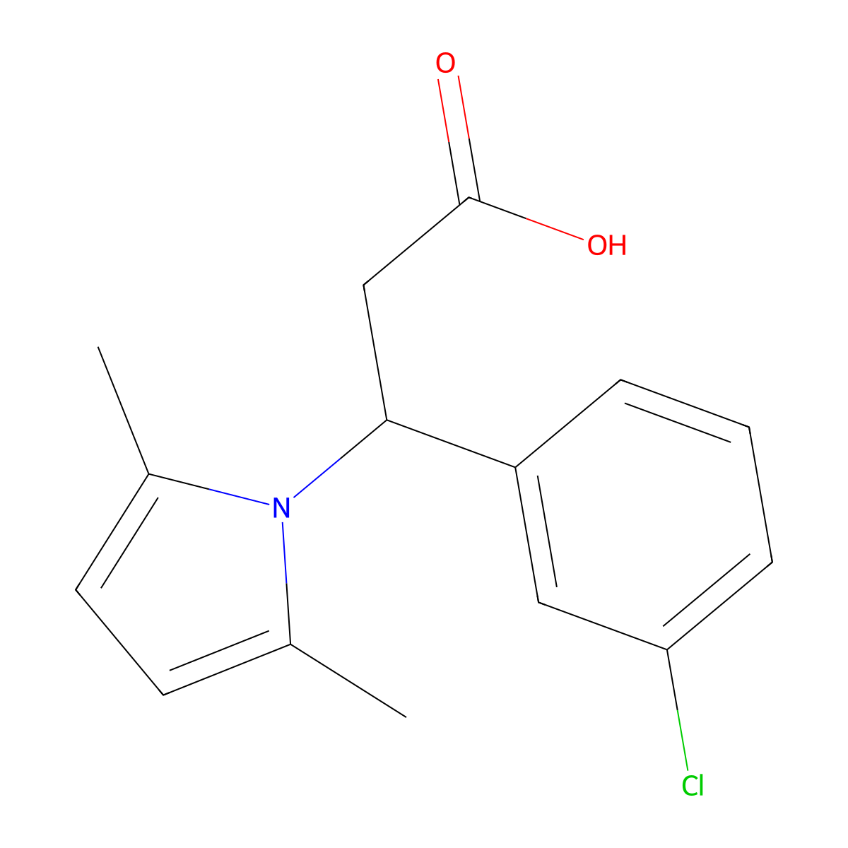 3-(3-Chlorophenyl)-3-(2,5-dimethyl-1H-pyrrol-1-yl)propanoic acid molecular structure, CAS 861207-88-7
