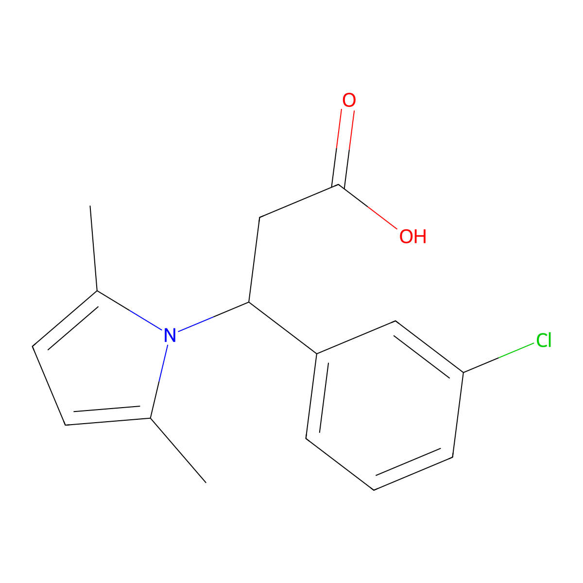 3-(3-Chlorophenyl)-3-(2,5-dimethyl-1H-pyrrol-1-yl)propanoic acid molecular structure, CAS 861207-88-7