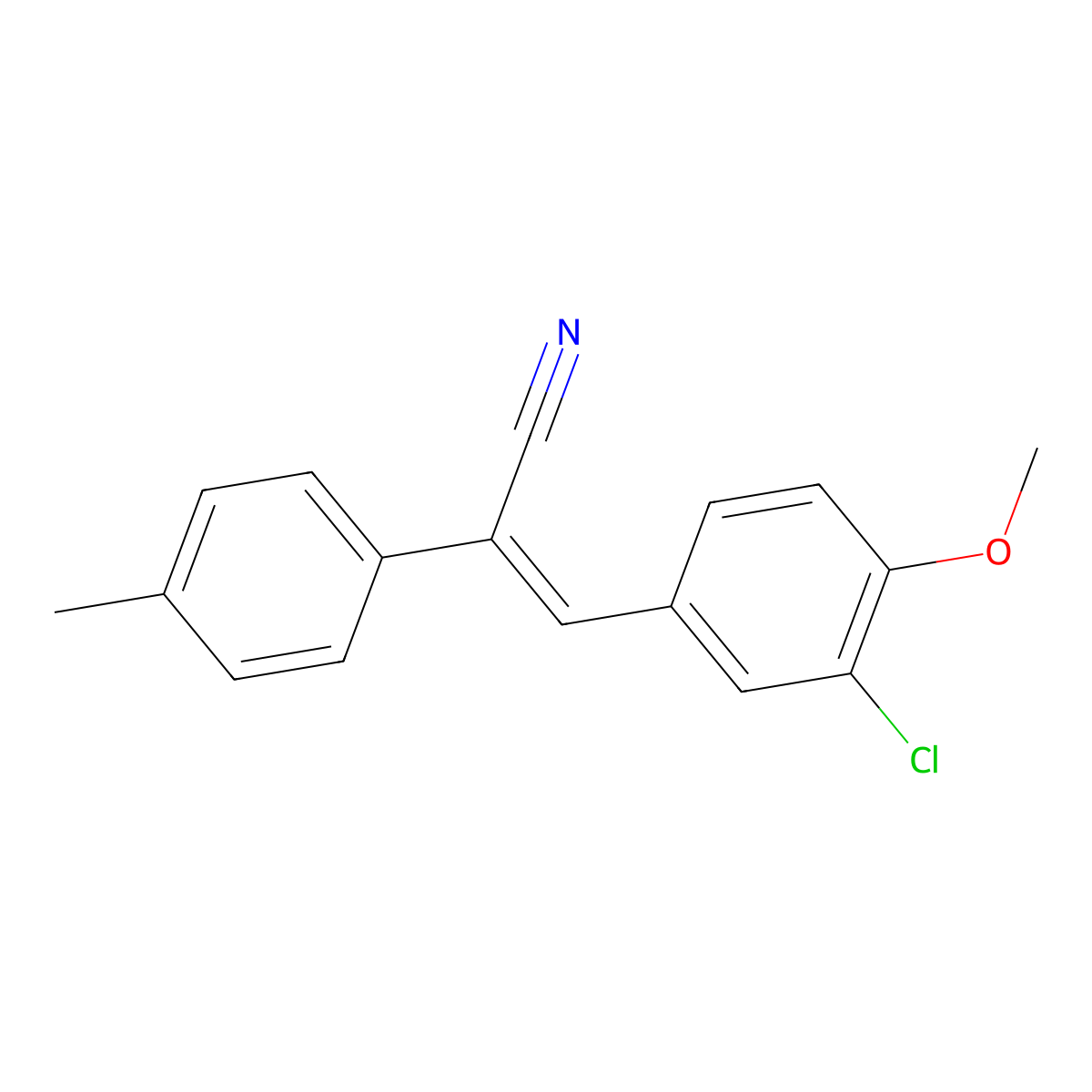 (2Z)-3-(3-chloro-4-methoxyphenyl)-2-(4-methylphenyl)prop-2-enenitrile molecular structure, CAS 861207-92-3