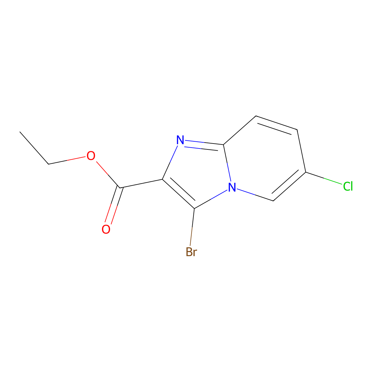 Ethyl 3-bromo-6-chloroimidazo[1,2-a]pyridine-2-carboxylate molecular structure, CAS 861208-16-4