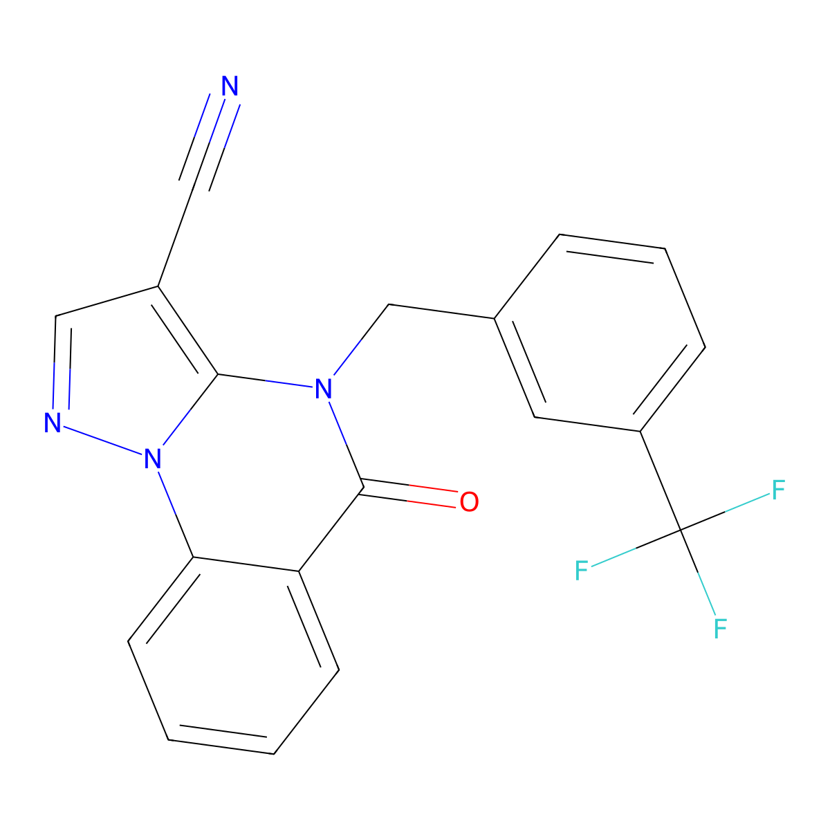 5-Oxo-4-[3-(trifluoromethyl)benzyl]-4,5-dihydropyrazolo[1,5-a]quinazoline-3-carbonitrile molecular structure, CAS 861208-18-6