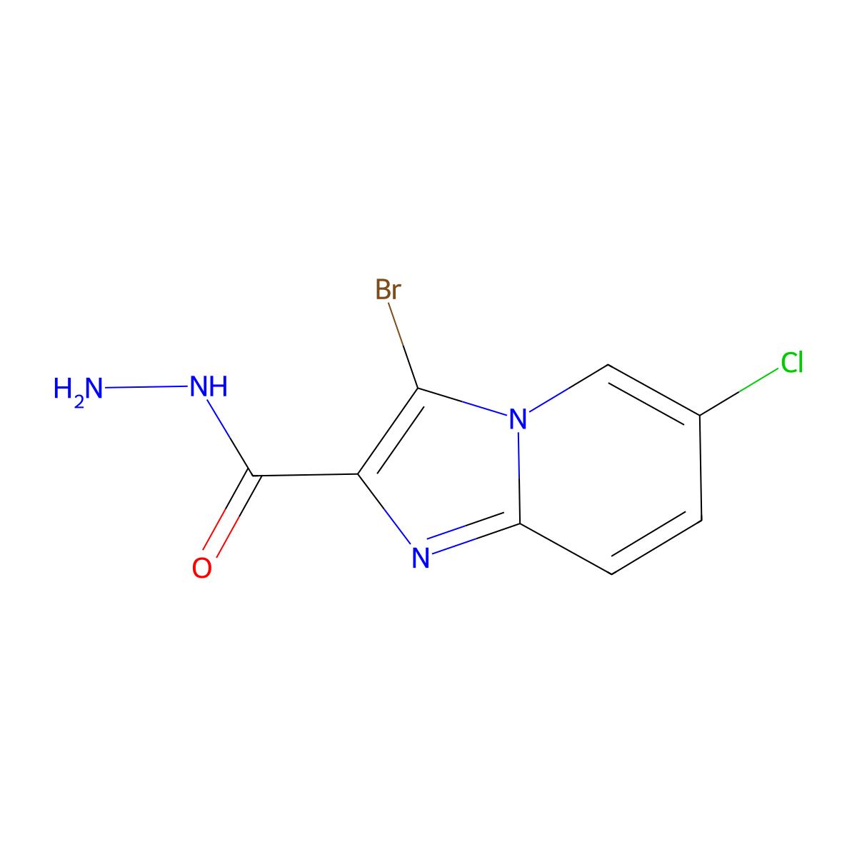 3-Bromo-6-chloroimidazo[1,2-a]pyridine-2-carbohydrazide molecular structure, CAS 861208-22-2