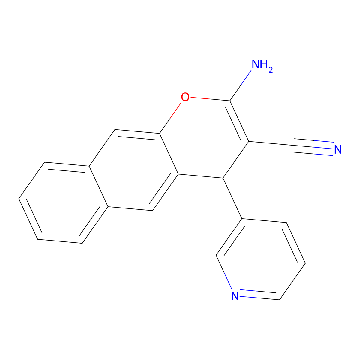 2-amino-4-(3-pyridinyl)-4H-benzo[g]chromene-3-carbonitrile molecular structure, CAS 861208-23-3