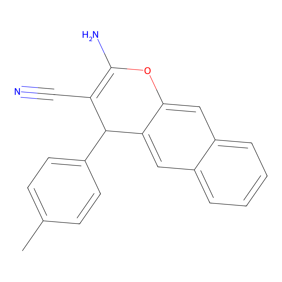 2-amino-4-(4-methylphenyl)-4H-benzo[g]chromene-3-carbonitrile molecular structure, CAS 861208-30-2