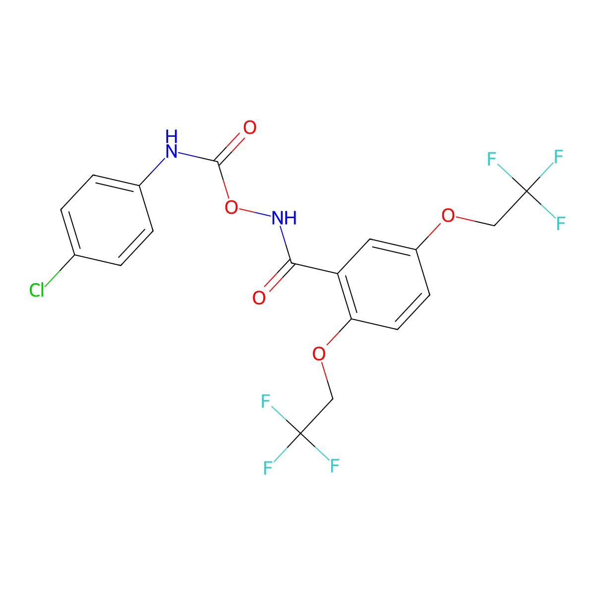 [[2,5-bis(2,2,2-trifluoroethoxy)benzoyl]amino] N-(4-chlorophenyl)carbamate molecular structure, CAS 861208-34-6