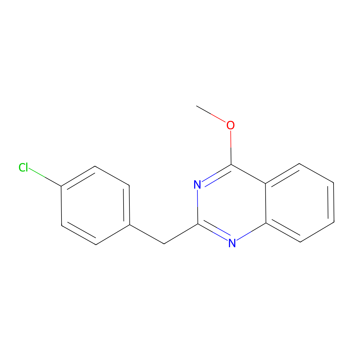2-[(4-Chlorophenyl)methyl]-4-methoxyquinazoline molecular structure, CAS 861208-36-8