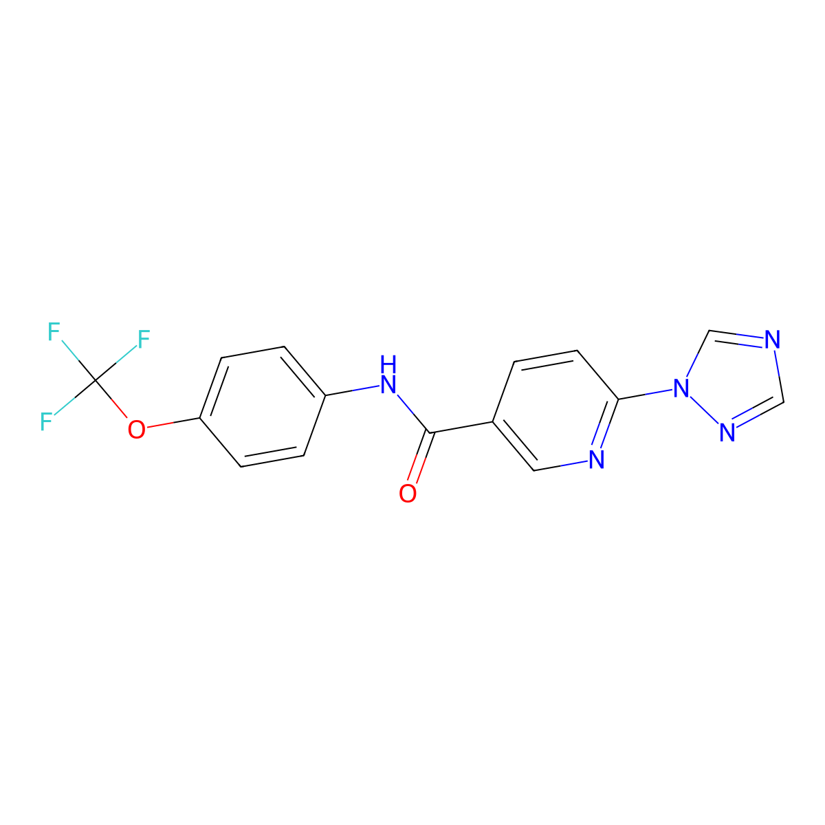 6-(1H-1,2,4-triazol-1-yl)-N-[4-(trifluoromethoxy)phenyl]nicotinamide molecular structure, CAS 861208-38-0