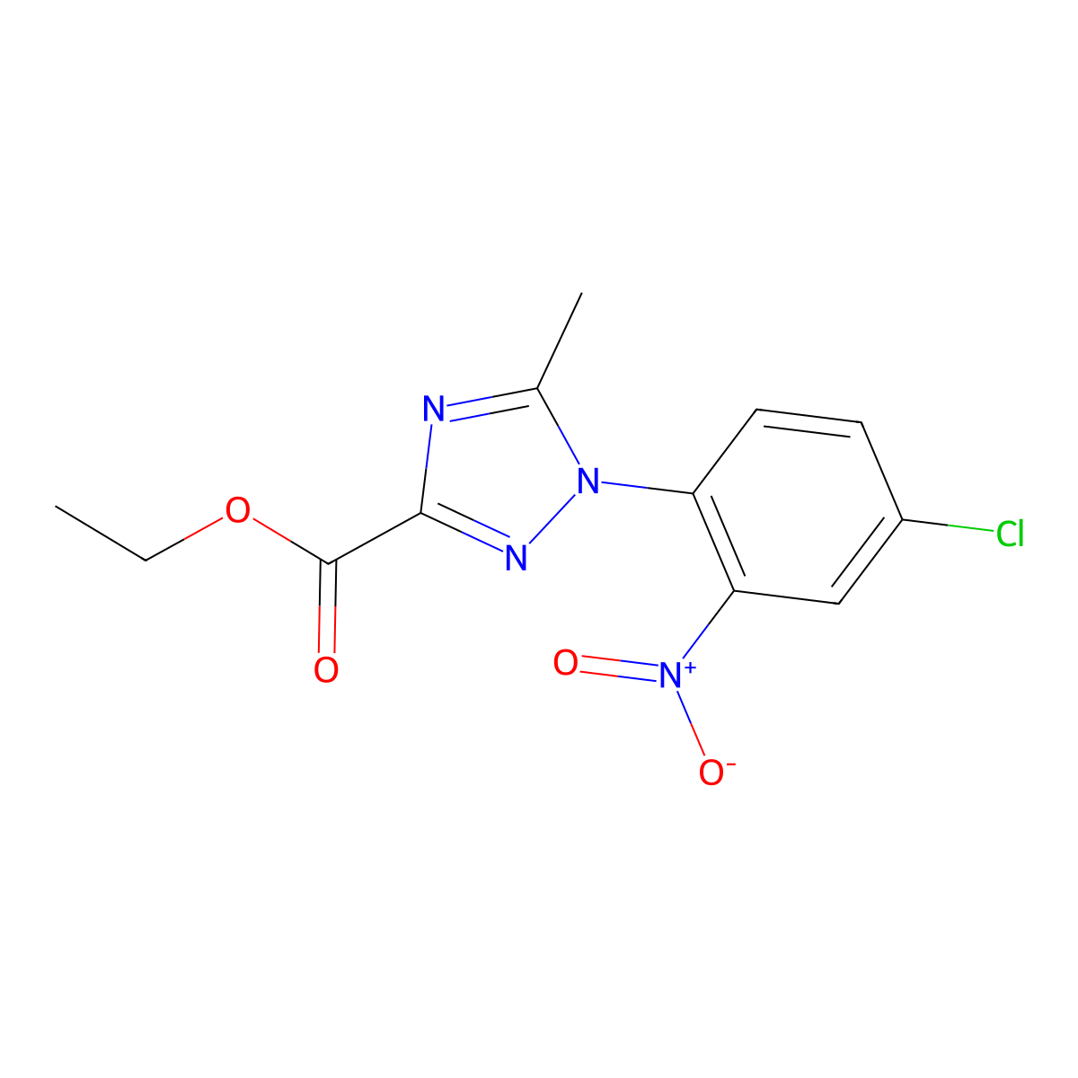 ethyl 1-(4-chloro-2-nitrophenyl)-5-methyl-1H-1,2,4-triazole-3-carboxylate molecular structure, CAS 861208-40-4