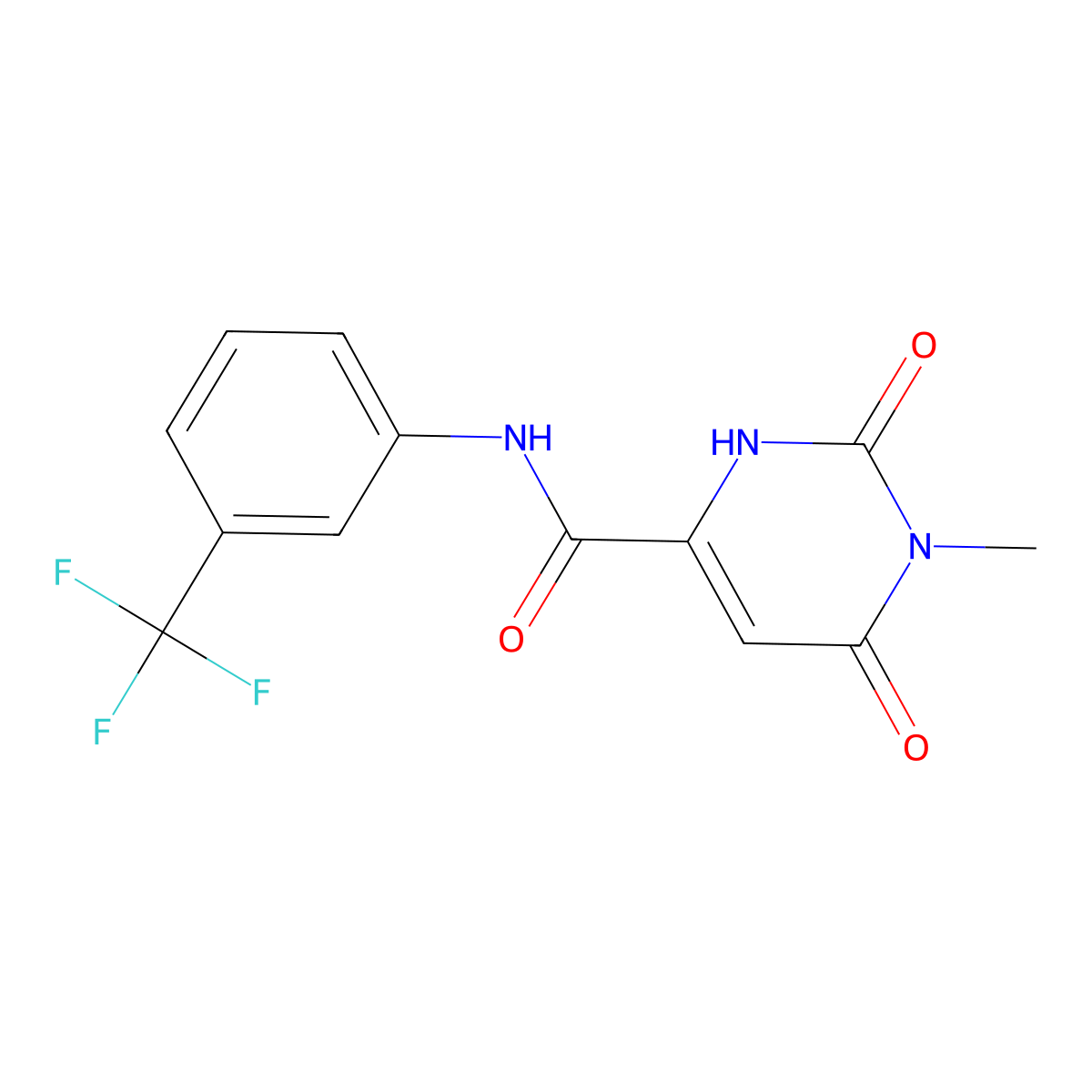 6-hydroxy-1-methyl-2-oxo-N-[3-(trifluoromethyl)phenyl]-1,2-dihydro-4-pyrimidinecarboxamide molecular structure, CAS 861208-47-1