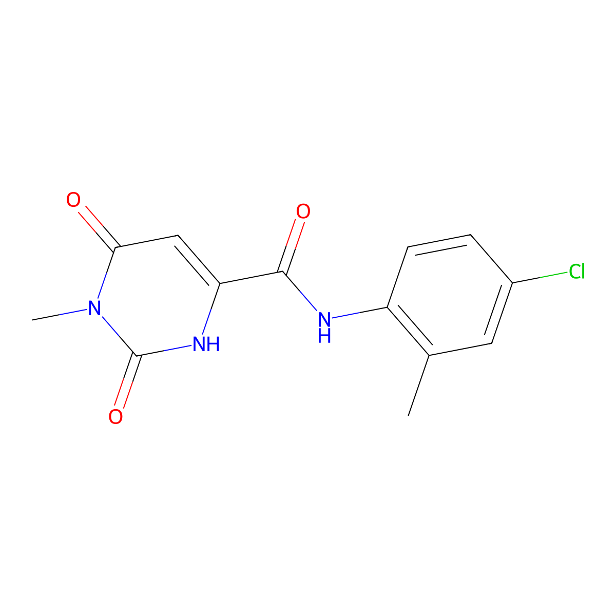 N-(4-chloro-2-methylphenyl)-6-hydroxy-1-methyl-2-oxo-1,2-dihydro-4-pyrimidinecarboxamide molecular structure, CAS 861208-49-3