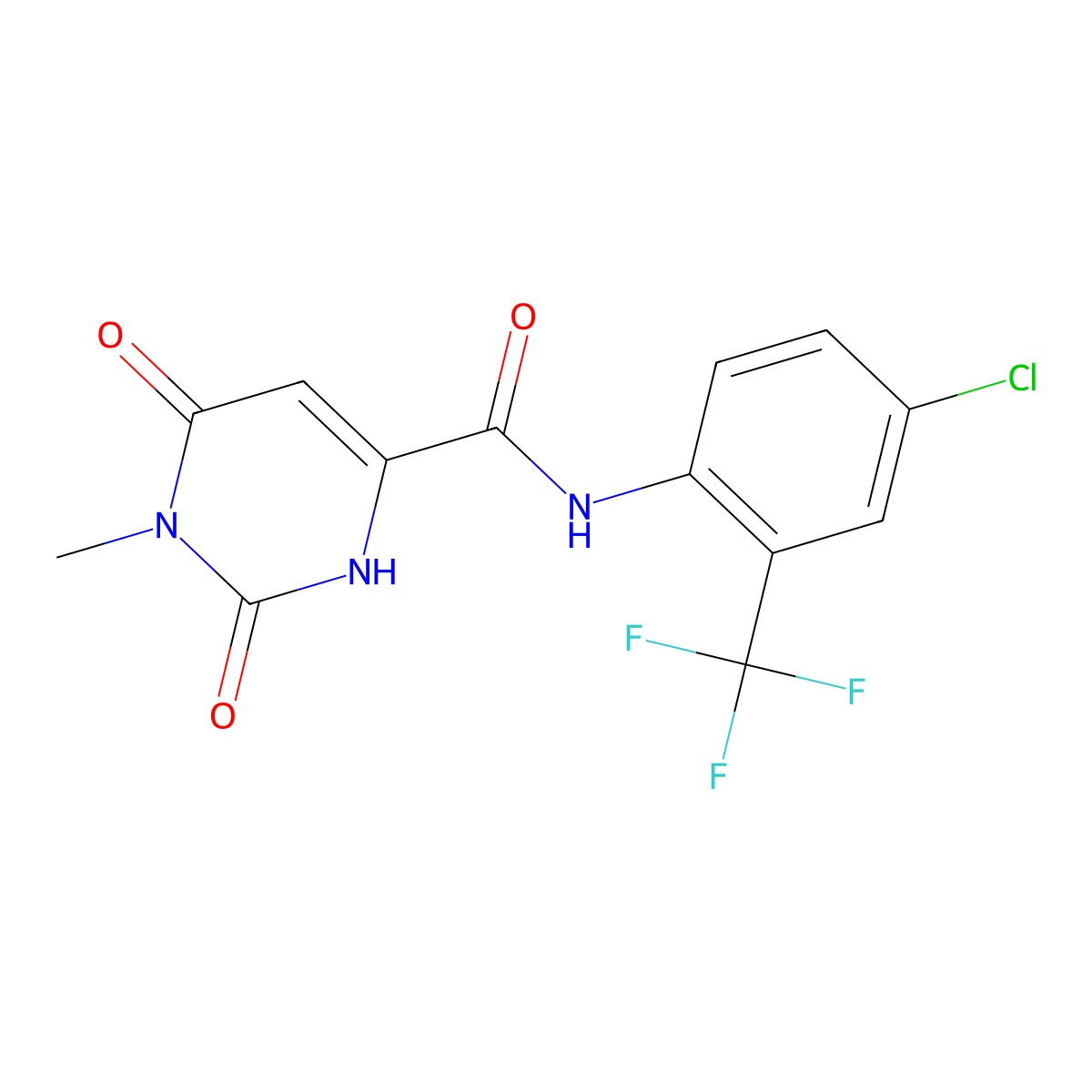 N-[4-chloro-2-(trifluoromethyl)phenyl]-6-hydroxy-1-methyl-2-oxo-1,2-dihydro-4-pyrimidinecarboxamide molecular structure, CAS 861208-52-8