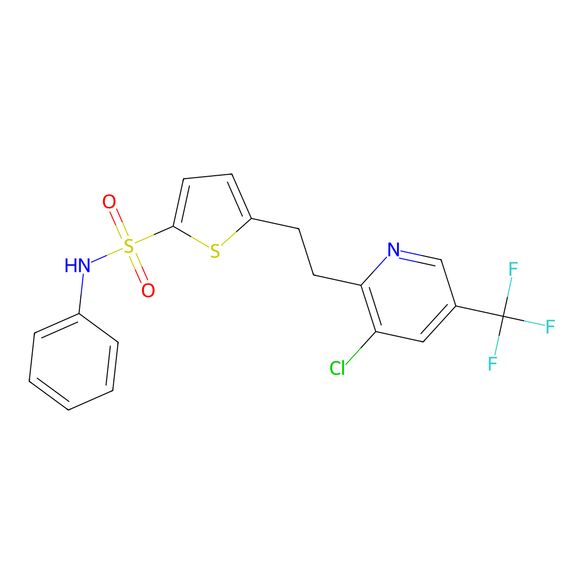 5-{2-[3-chloro-5-(trifluoromethyl)-2-pyridinyl]ethyl}-N-phenyl-2-thiophenesulfonamide molecular structure, CAS 861208-58-4