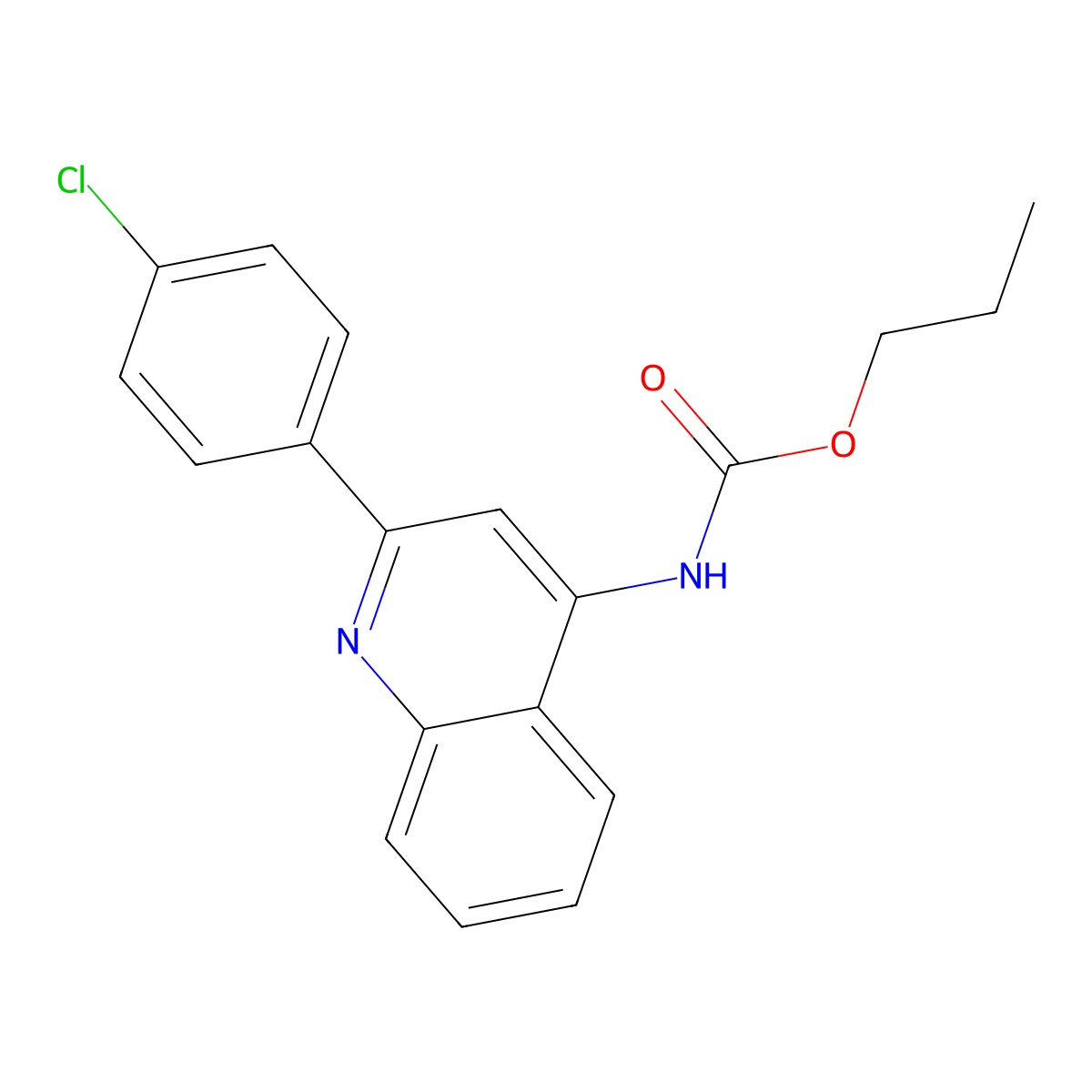 propyl N-[2-(4-chlorophenyl)quinolin-4-yl]carbamate molecular structure, CAS 861208-65-3