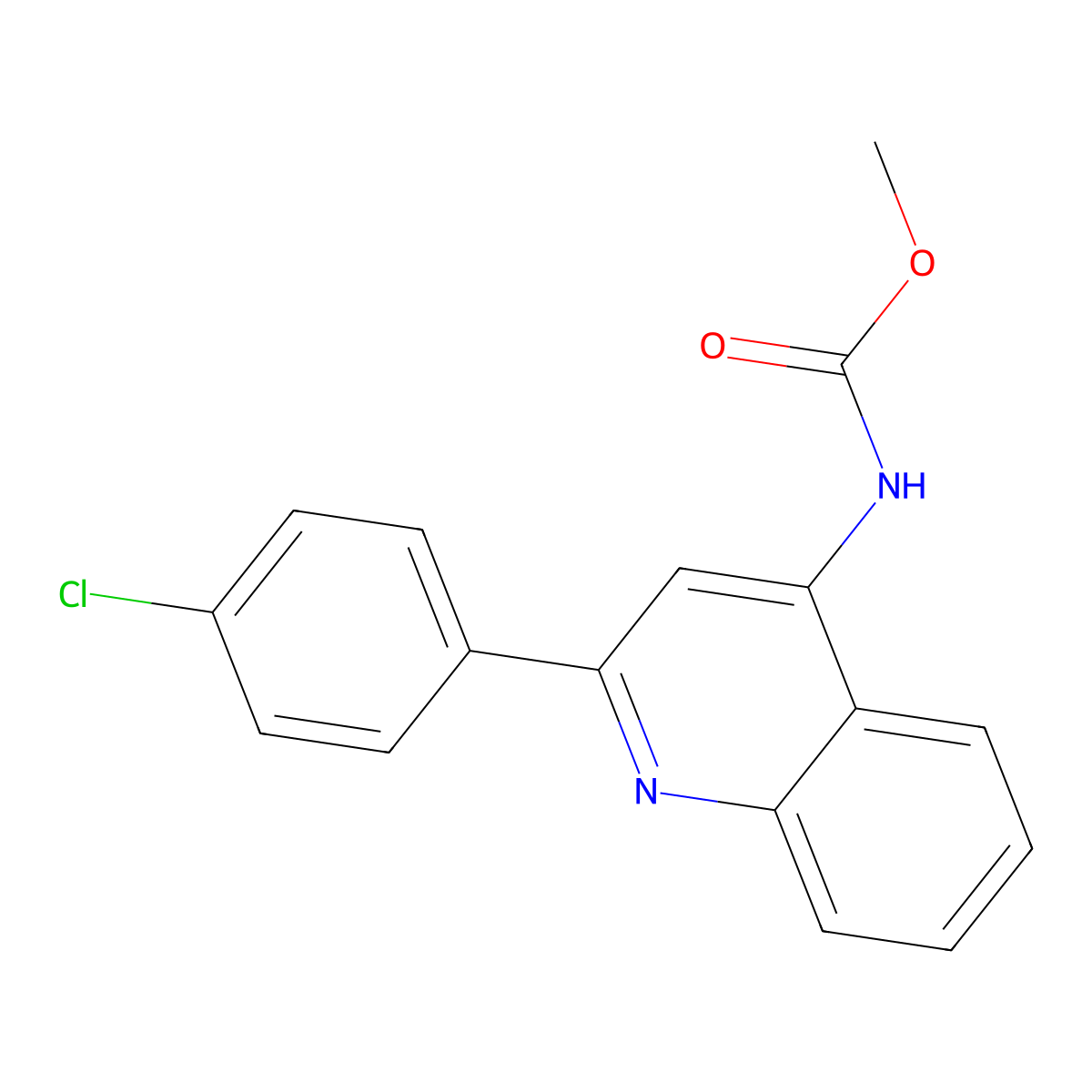 methyl N-[2-(4-chlorophenyl)quinolin-4-yl]carbamate molecular structure, CAS 861208-66-4