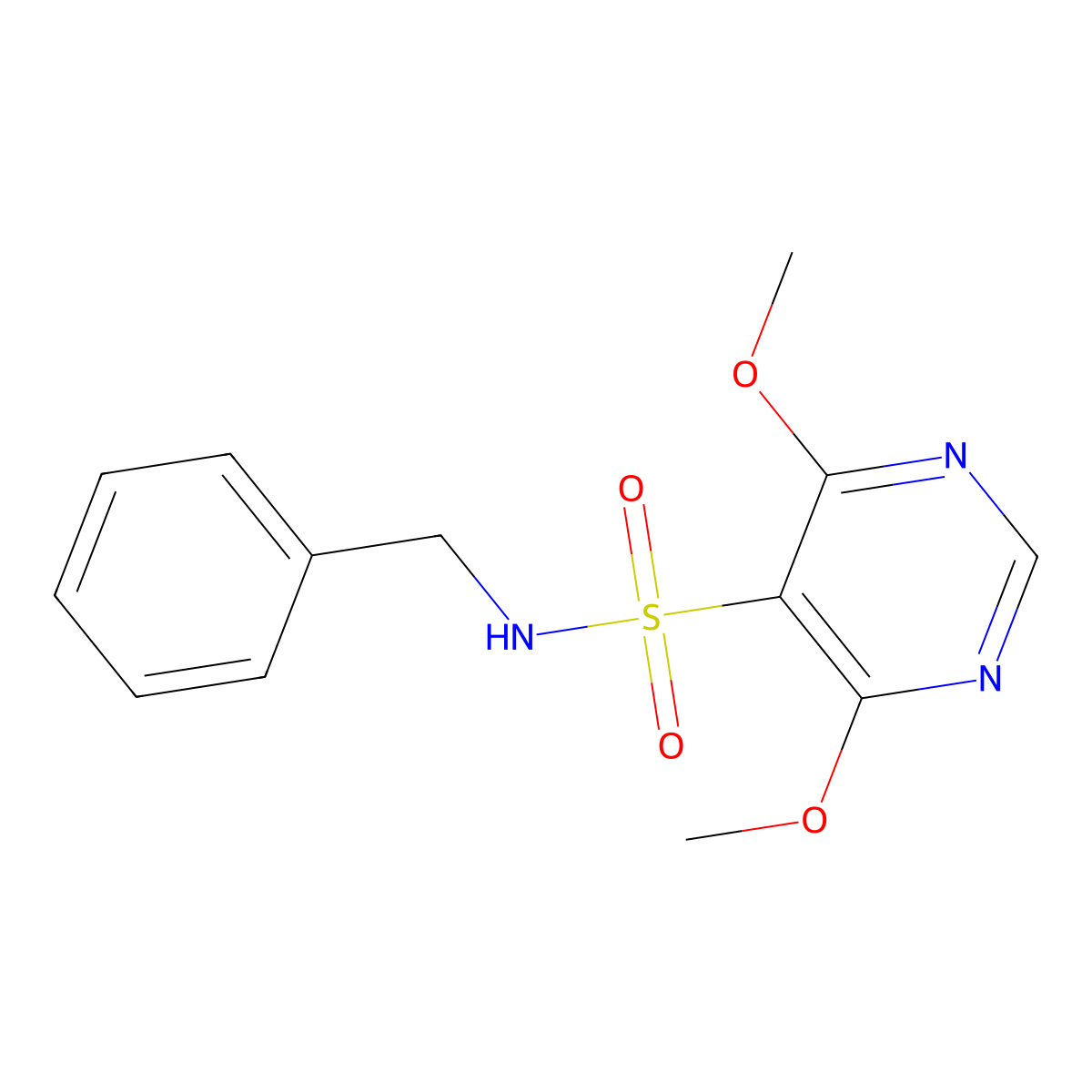 4,6-Dimethoxy-N-(phenylmethyl)-5-pyrimidinesulfonamide molecular structure, CAS 861208-72-2