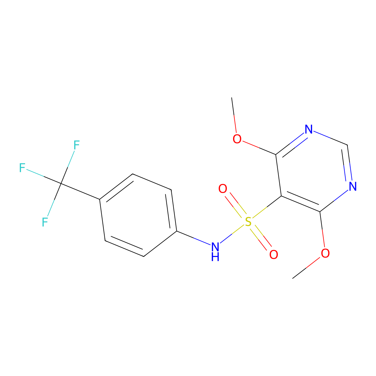 4,6-dimethoxy-N-[4-(trifluoromethyl)phenyl]-5-pyrimidinesulfonamide molecular structure, CAS 861208-73-3