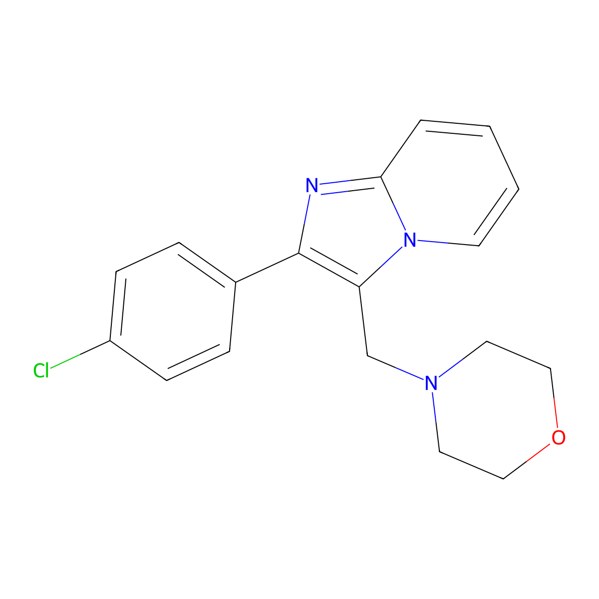 2-(4-Chlorophenyl)-3-(morpholinomethyl)imidazo[1,2-a]pyridine molecular structure, CAS 861208-74-4