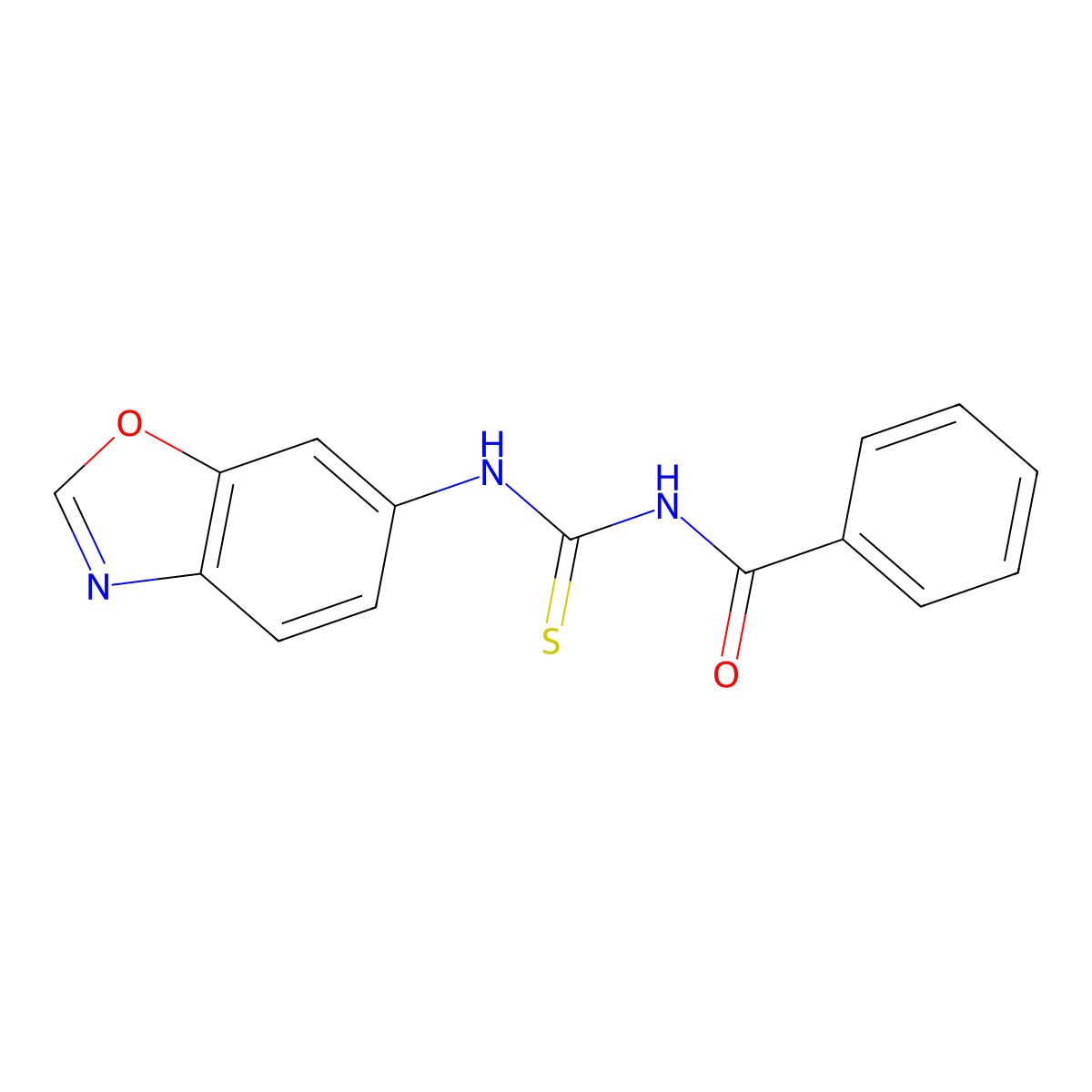 N-(1,3-benzoxazol-6-yl)-N'-benzoylthiourea molecular structure, CAS 861208-80-2