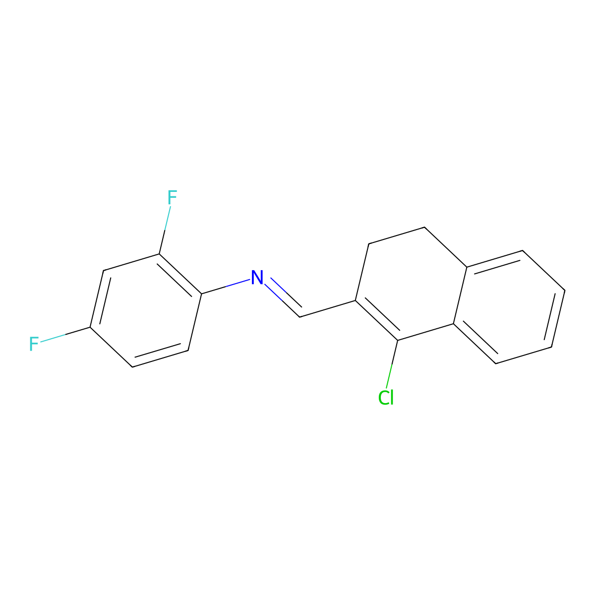 N-[(E)-(1-chloro-3,4-dihydro-2-naphthalenyl)methylidene]-2,4-difluoroaniline molecular structure, CAS 861208-84-6