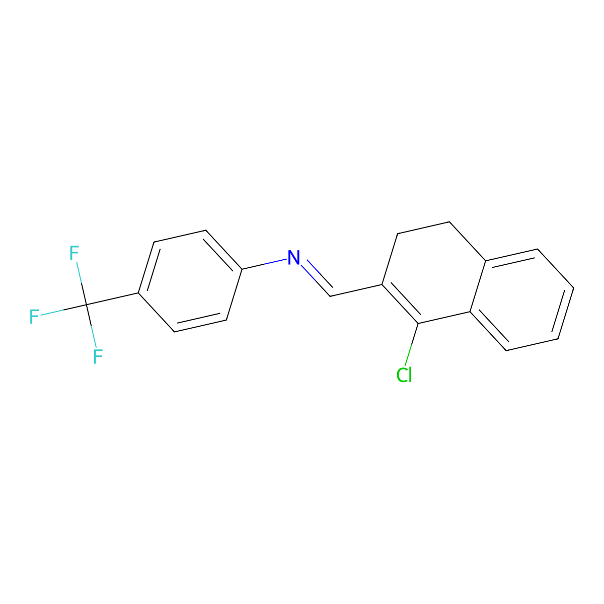 N-[(E)-(1-chloro-3,4-dihydro-2-naphthalenyl)methylidene]-4-(trifluoromethyl)aniline molecular structure, CAS 861208-85-7